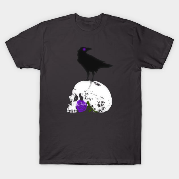 The Raven and the Purple Rose T-Shirt by RawSunArt